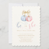 カボチャのコケット性別リビールパーティー 招待状 (正面)