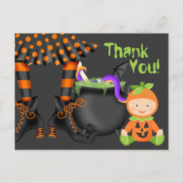 カボチャのコスチュームに可愛いベビーハロウィーンありがとう ポストカード