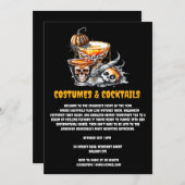 カボチャのコスプレ　カクテル　不気味なドクロの飲み物 招待状 (正面/裏面)