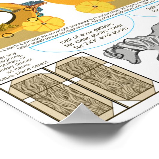 カボチャのコーチ感謝結婚のテーブルカードフレーム ポスター (角)