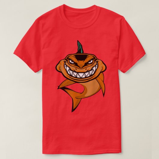 カボチャのサメ怠惰ハロウィーンのコスメおもしろい海A Tシャツ (デザイン正面)