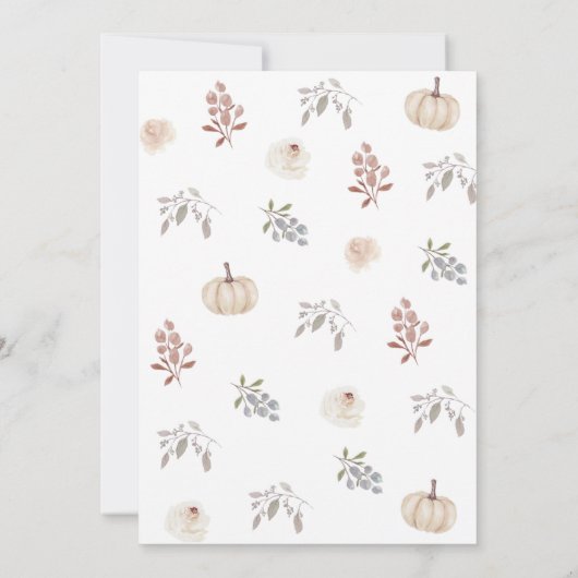 カボチャのシャワー、オレンジトラック、秋赤ちゃんシャワー 招待状 (裏面)