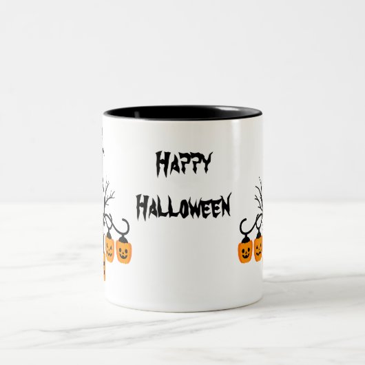 カボチャのシャンデリアハロウィーンゴシック ツートーンマグカップ (中央)