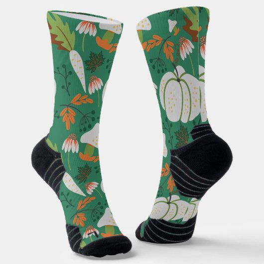 カボチャのシームレスなパターンニンジンとマッシュルームのwra ソックス (傾斜あり)