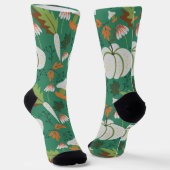 カボチャのシームレスなパターンニンジンとマッシュルームのwra ソックス (傾斜あり)