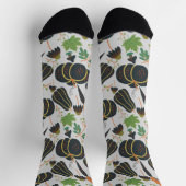 カボチャのシームレスなパターンニンジン黒と白のwr ソックス (上部)