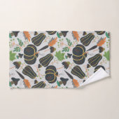 カボチャのシームレスなパターンニンジン黒と白 バスタオルセット (ハンドタオル)