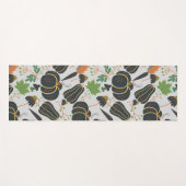 カボチャのシームレスなパターンニンジン黒と白 ヨガマット (正面(横))