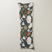 カボチャのシームレスなパターンフローラ白黒 ボディピロー (正面縦)