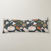 カボチャのシームレスなパターンフローラ白黒 ボディピロー (正面)