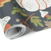 カボチャのシームレスなパターンフローラ白黒 ラッピングペーパー (ロールコーナー)