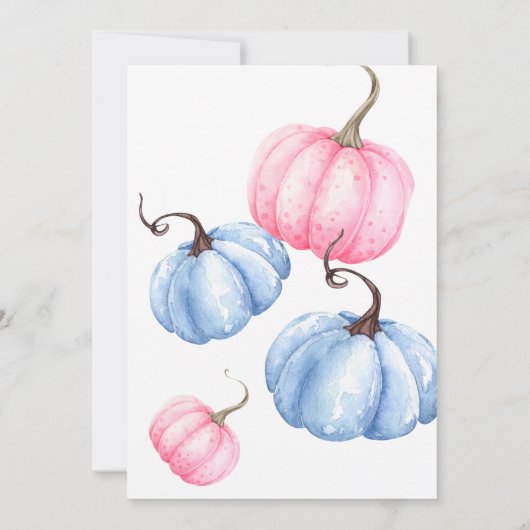 カボチャのジェンダーがピンクとブルーのテンプレートを明らかにする 招待状 (裏面)