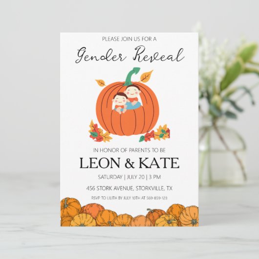 カボチャのジェンダーの明かす招待状 招待状 (スタンド正面)