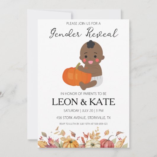 カボチャのジェンダーの明かす招待状 招待状 (正面)