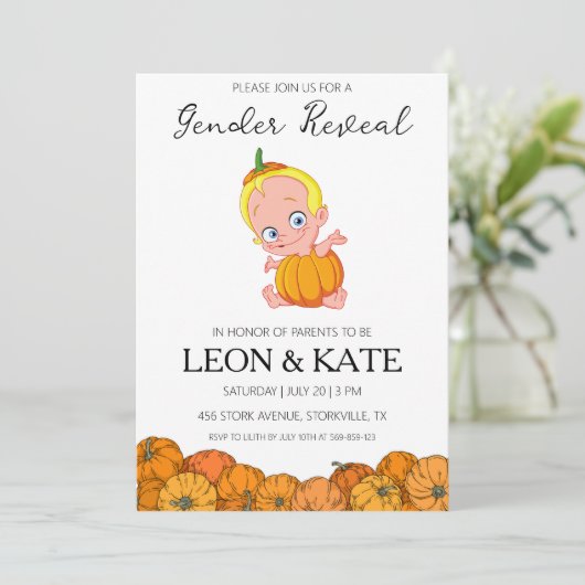 カボチャのジェンダーの明かす招待状 招待状 (スタンド正面)