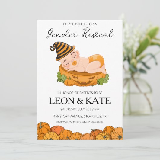 カボチャのジェンダーの明かす招待状 招待状 (スタンド正面)