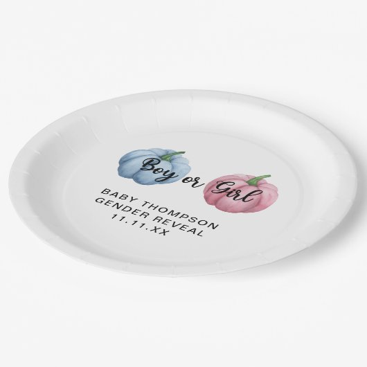 カボチャのジェンダーの明かす ペーパープレート (アングル)