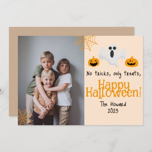 カボチャのジャックoランタンハッピーハローウィン写真 シーズンカード (正面/裏面)