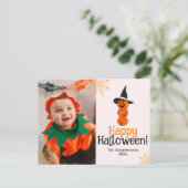 カボチャのジャックoランタンハッピーハローウィン写真 シーズンポストカード (スタンド正面)