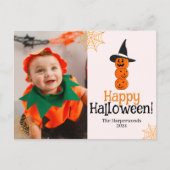 カボチャのジャックoランタンハッピーハローウィン写真 シーズンポストカード (正面)