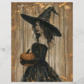 カボチャのスクラップブックを保持する魔女紙 (正面)