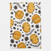 カボチャのスケッチ:手描きのシームレスなパターン。 キッチンタオル (縦)