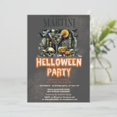 カボチャのスケルトンスカルマティーニ怖いハロウィン 招待状 (スタンド正面)