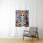 カボチャのスケルトン飲みコーヒー タペストリー (インサイチュ)