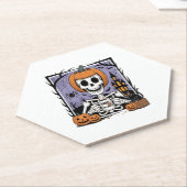 カボチャのスケルトン飲みコーヒー ペーパーコースター (アングル)