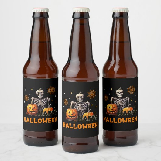 カボチャのスケルトン ビールラベル (ボトル)