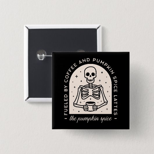 カボチャのスパイスおもしろいラテ引用文の機知に富んだ美学 缶バッジ (正面&裏面)
