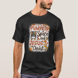 カボチャのスパイスとイエスキリストかわいい秋コーヒーロ Tシャツ