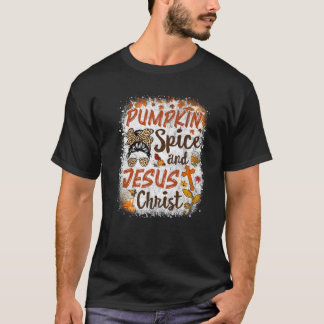 カボチャのスパイスとイエスキリストかわいい秋コーヒーロ Tシャツ