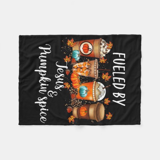 カボチャのスパイスとイエススのコーヒー愛好家ファルによって燃料を供給 フリースブランケット (正面(横))