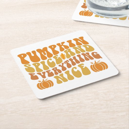 カボチャのスパイスと全ていい スクエアペーパーコースター (アングル)
