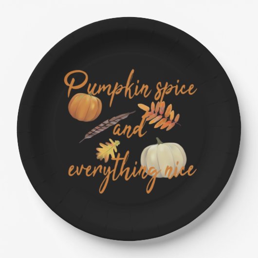カボチャのスパイスと全てのお気に入り – おもしろい Hallowee ペーパープレート (正面)