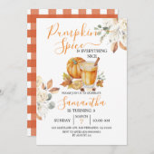 カボチャのスパイスと全ての素敵な3番目の誕生日 招待状 (正面/裏面)