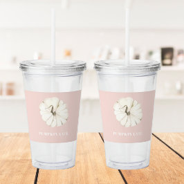 カボチャのスパイスウォーターカラーカボチャ | 白とピンク アクリルタンブラー