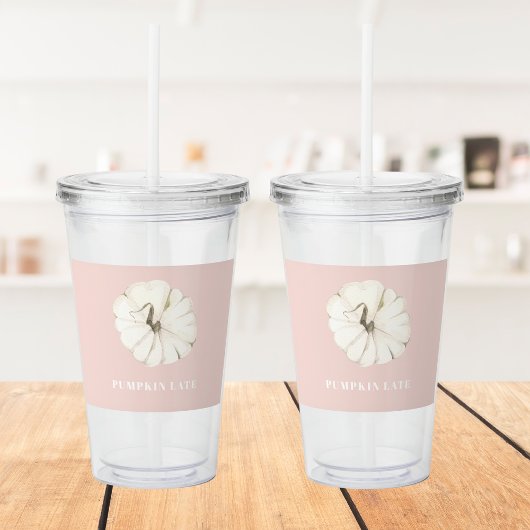 カボチャのスパイスウォーターカラーカボチャ | 白とピンク アクリルタンブラー