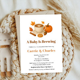 カボチャのスパイスオータムーンコーヒードリンク赤ちゃんシャワー 招待状
