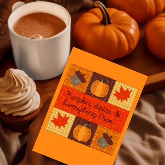 カボチャのスパイスキルトコラージュ感謝祭カード シーズンカード