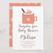 カボチャのスパイスコーヒーキャンプファイヤーマグカップ秋ベビーシャワー 招待状 (正面/裏面)