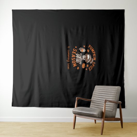 カボチャのスパイスシーズンが間もなくハロウィーンファールを始める タペストリー (インサイチュ(横))