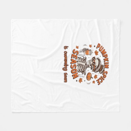 カボチャのスパイスシーズンが間もなくハロウィーンファールを始める フリースブランケット (正面(横))
