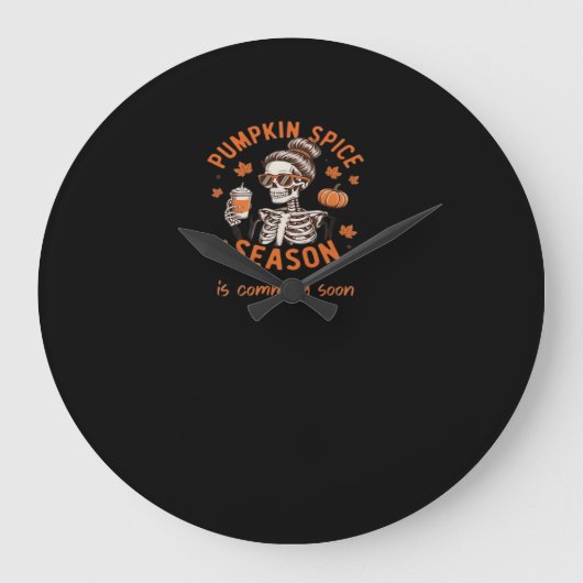 カボチャのスパイスシーズンが間もなくハロウィーンファールを始める ラージ壁時計 (正面)