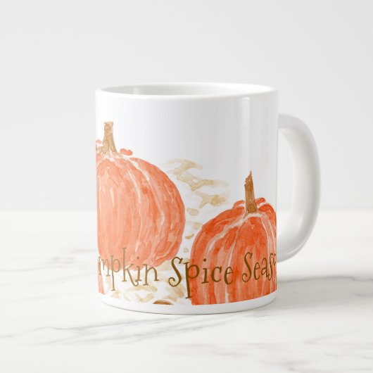 カボチャのスパイスシーズンの水の色カボチャのための準備 ジャンボコーヒーマグカップ (正面右)