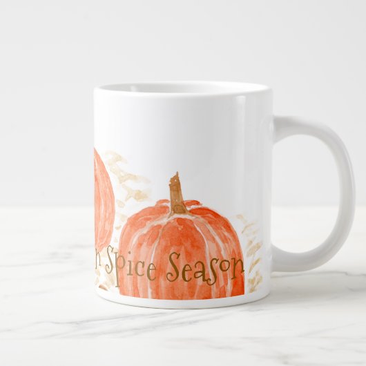 カボチャのスパイスシーズンの水の色カボチャのための準備 ジャンボコーヒーマグカップ (右)