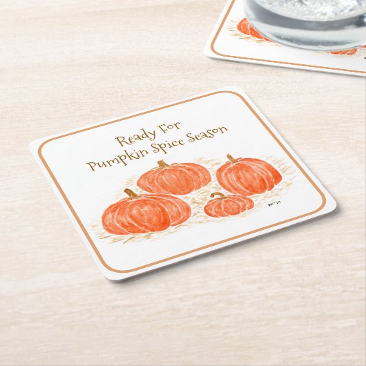 カボチャのスパイスシーズンの水の色カボチャのための準備 スクエアペーパーコースター (アングル)