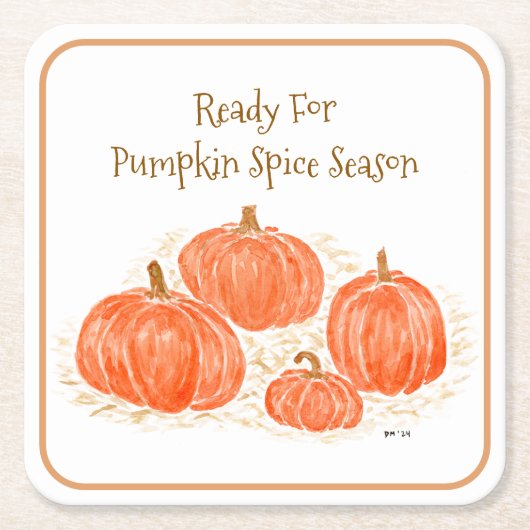 カボチャのスパイスシーズンの水の色カボチャのための準備 スクエアペーパーコースター (正面)
