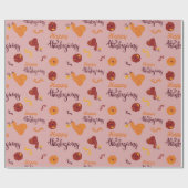 カボチャのスパイスハッピーサンクスギビングプレゼントシームレス ラッピングペーパー (フラット)